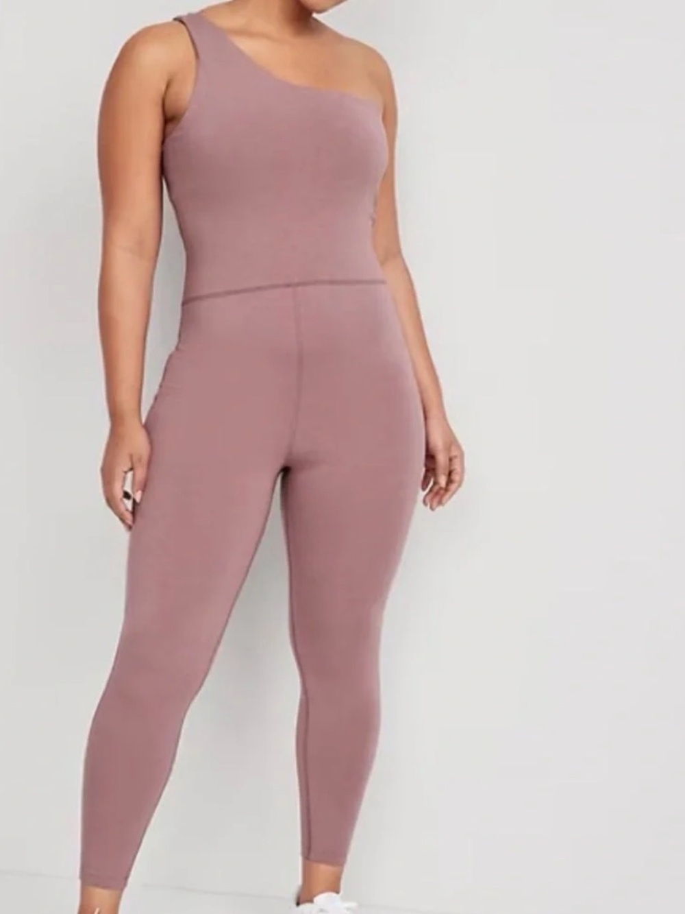 Old Navy Active Women S Mauve Go-Dry PowerChill One-Shoulder 7/8 Bodysuit